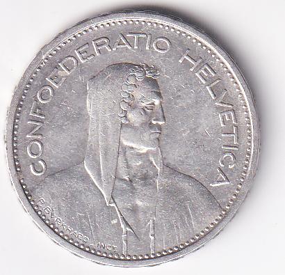 Moneta Svizzera Anno 1933 Franchi 5