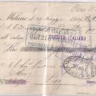 Lettera di Cambio emessa da BONOMI MATTONI & C. – OTTICI a Milano il 20 maggio 1909 B.P.It.Lire 66,40