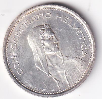 Moneta Svizzera Anno 1959 Franchi 5