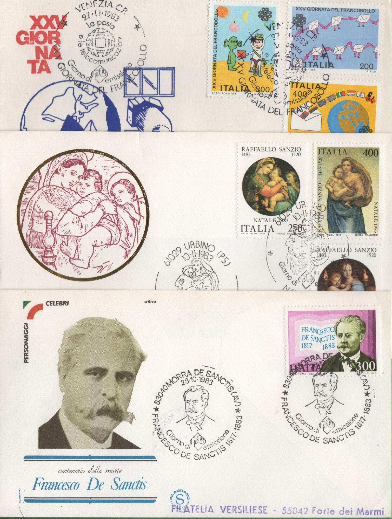 1983 f Lotto Buste Primo Giorno Italia Anno 1983