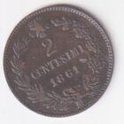 Moneta Italia Vittorio Emanuele II Anno 1861 Centesimi 2 zecca Milano