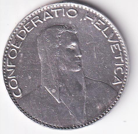 Moneta Svizzera Anno 1922 Franchi 5