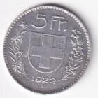 Moneta Svizzera Anno 1922 Franchi 5