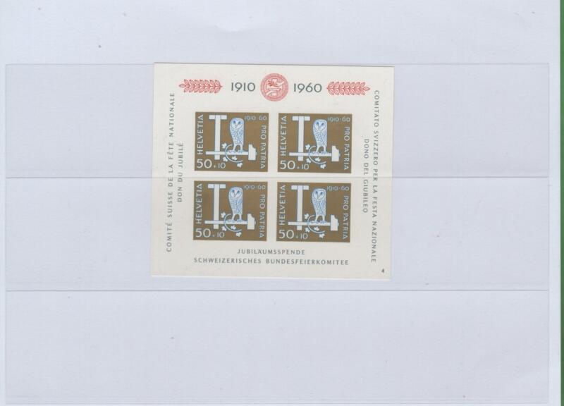 Foglietto Svizzera Anno 1960 Cinquantenario istituzione Pro Patria