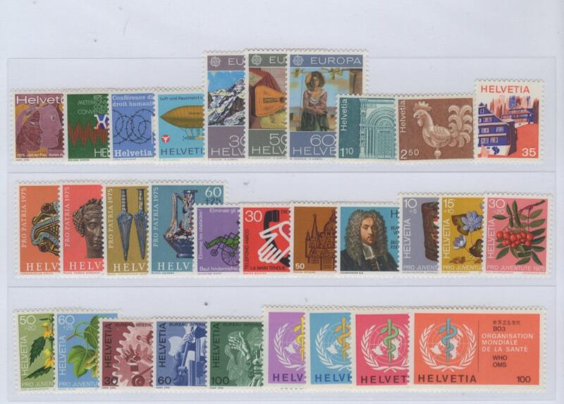 Francobolli Svizzera Anno 1975 Annata completa compresi francobolli di servizio