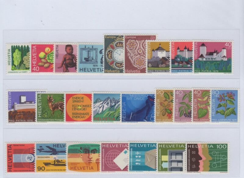 Francobolli Svizzera Anno 1976 Annata completa compresi francobolli di servizio