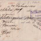 Prima di cambio n. 999 emessa il 24 settembre 1909 al 30 ottobre 1909 per Lire 62,70