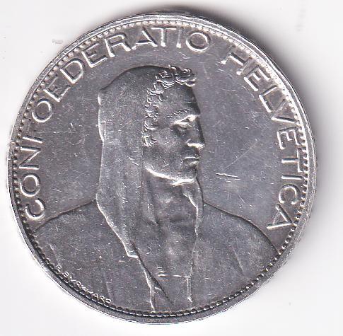 Moneta Svizzera Anno 1925 Franchi 5