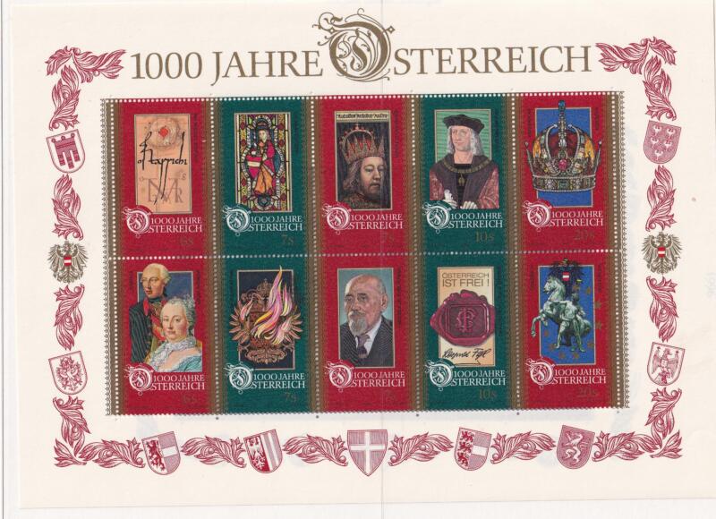Foglietto Austria Anno 1996 Millenario dell'Austria