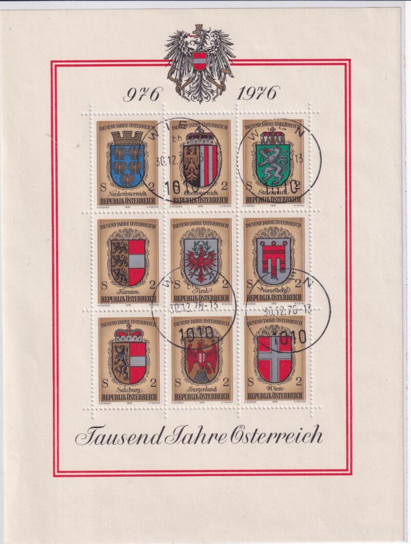 Foglietto Austria Anno 1976 Millenario dello Stato Austriaco Timbrato