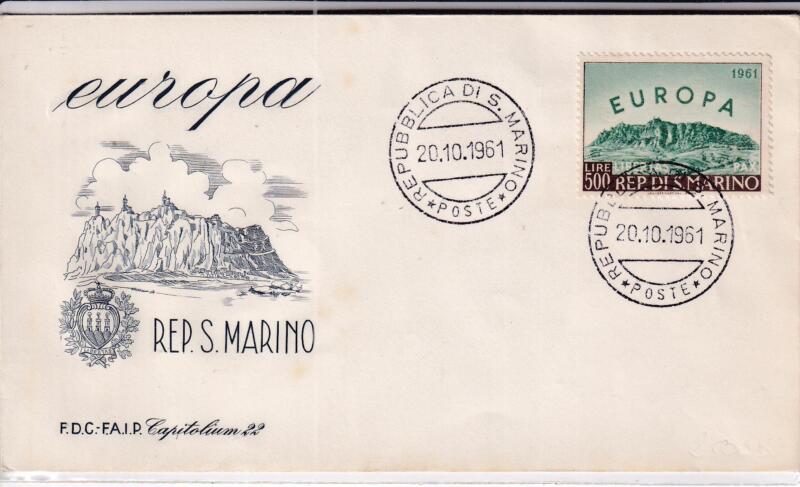 Busta Primo Giorno san Marino Anno 1961 Europa