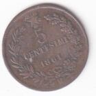 Moneta del regno d'Italia Vittorio Emanuele II Anno 1861 Centesimi 5 zecca Milano