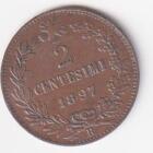 Moneta Italia Regno Umberto I Anno 1897 Centesimi 2 zecca Roma