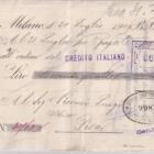 Lettera di Cambio emessa da BONOMI MATTONI & C. – OTTICI il 20 luglio 1909 per Lire 64,90