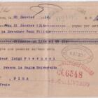 Prima di Cambio N. 13841 emessa il 20 gennaio 1914 da A. SCHWEIZER Buono Per Lire 61,25