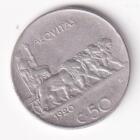 Moneta del Regno d'Italia Vittorio Emanuele III Anno 1920 Centesimi 50 contorno liscio