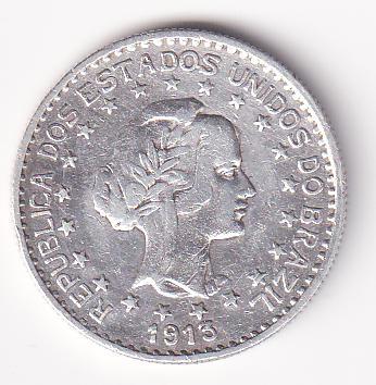 Moneta Repubblica de Brasile dell'anno 1913 da Reis 1.000 argento