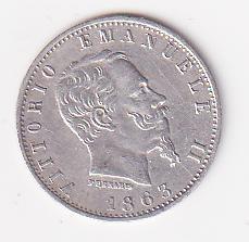 Moneta regno d'Italia Vittorio Emanuele II Anno 1863 Centesimi 20 zecca M BN Milano