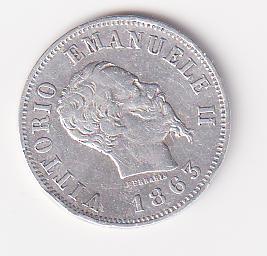 Moneta del regno d'Italia Vittorio Emanuele II Anno 1863 Centesimi 50 valore zecca Milano argento