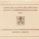 Moneta Vaticano Anno 2017 Euro 2 dedicata al Centenario dell’apparizione di Fatima