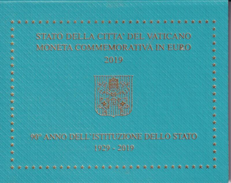 Moneta Vaticano Anno 2019 Euro 2 Novantesimo anno dell’istituzione dello Stato della Città del Vaticano