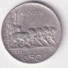 Monete del regno d'Italia Vittorio Emanuele III Anno 1921 Centesimi 50 contorno rigato