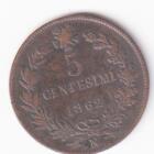 Moneta del Regno d'Italia Vittorio Emanuele II Anno 1862 Centesimi 5 zecca Milano