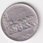 Moneta del Regno d'Italia Vittorio Emanuele III Anno 1920 Centesimi 50 contorno rigato