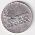 Moneta del Regno d'Italia Vittorio Emanuele III Anno 1920 Centesimi 50 contorno rigato