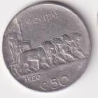 Moneta del Regno d'Italia Vittorio Emanuele III Anno 1920 Centesimi 50 contorno rigato