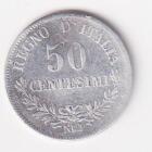 Moneta Regno d'Italia Vittorio Emanuele II Anno 1863 Centesimi 50 Argento zecca Milano