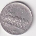 Moneta del Regno d'Italia Vittorio Emanuele III Anno 1920 Centesimi 50 contorno rigato