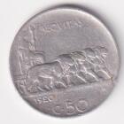 Moneta del Regno d'Italia Vittorio Emanuele III Anno 1920 Centesimi 50 contorno rigato