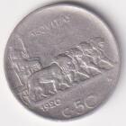 Moneta del Regno d'Italia Vittorio Emanuele III Anno 1920 Centesimi 50 contorno rigato