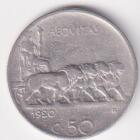 Moneta del Regno d'Italia Vittorio Emanuele III Anno 1920 Centesimi 50 contorno rigato