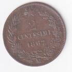 Moneta Italia Vittorio Emanuele II Anno 1867 Centesimi 2 zecca Milano