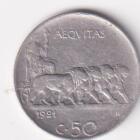 Monete Regno d'Italia Vittorio Emanuele III Anno 1921 Centesimi 50 contorno rigato
