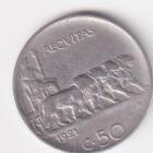 Moneta del Regno d'Italia Vittorio Emanuele III Anno 1921 Centesimi 50 contorno rigato