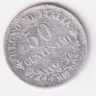 Moneta del Regno d'Italia Vittorio Emanuele II Anno 1863 valore Centesimi 50 argento zecca M Bn Milano