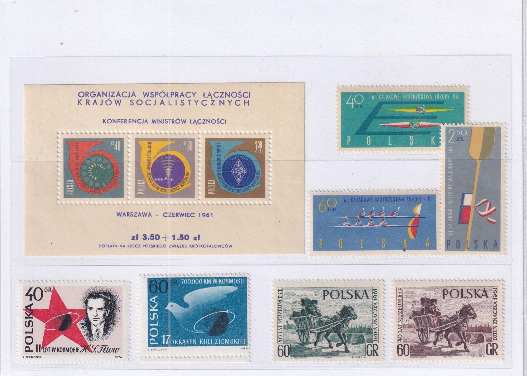 5124 Polonia Francobolli e Foglietto Polonia Anno 1961 Varie emissioni