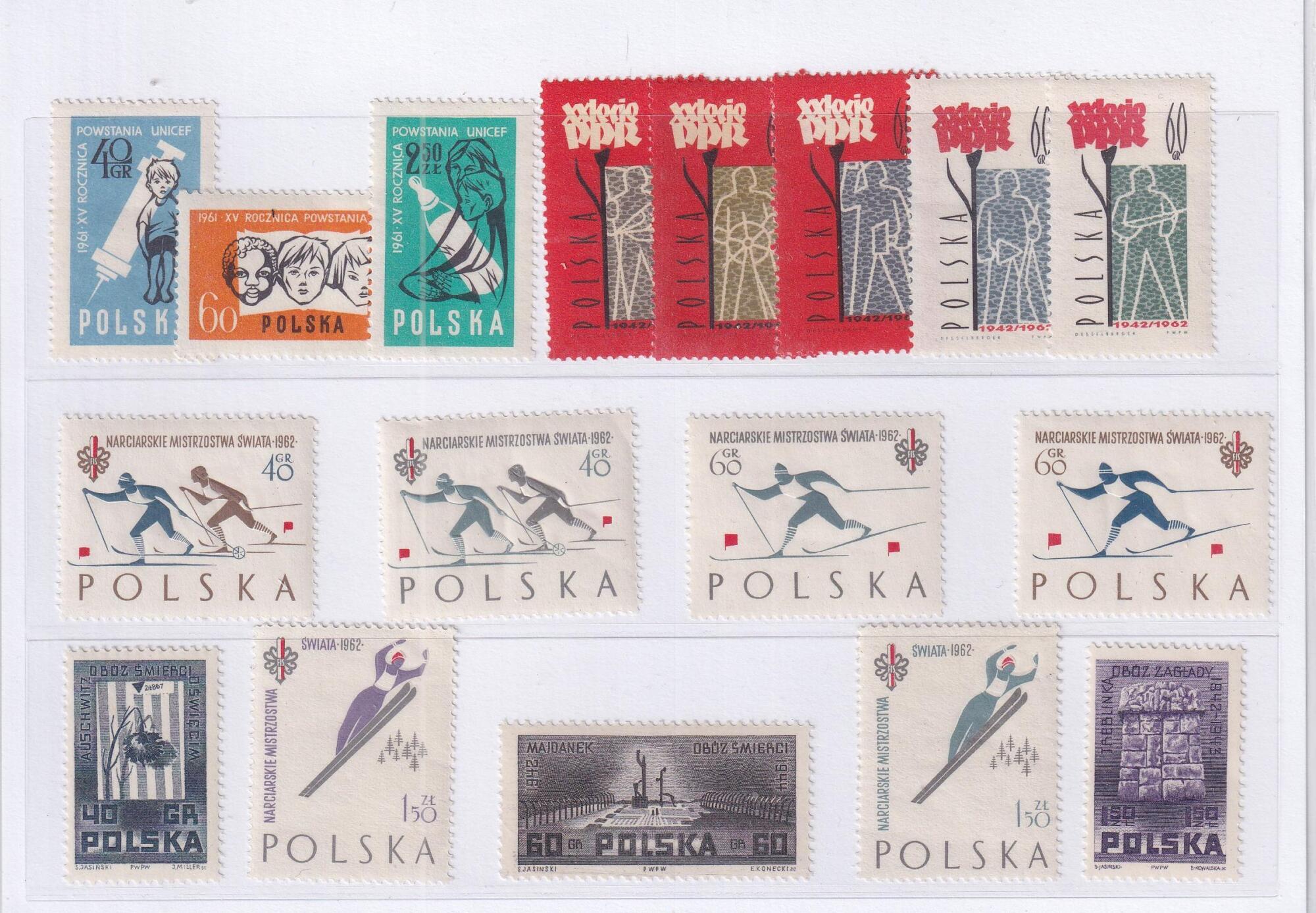5126 Polonia Francobolli Polonia Anni 1961-1962 Varie emissioni
