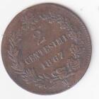 Moneta Italia Regno Vittorio Emanuele II Anno 1867 Centesimi 2 zecca Milano