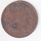 Moneta Italia Regno Vittorio Emanuele II Anno 1867 Centesimi 2 zecca Milano