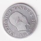 Moneta del Regno Vittorio Emanuele II Anno 1863 Centesimi 50 stemma zecca Milano argento
