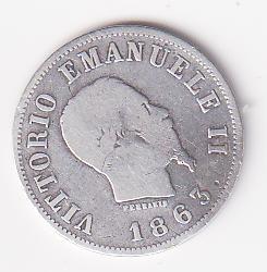 Moneta del Regno Vittorio Emanuele II Anno 1863 Centesimi 50 stemma zecca Milano argento
