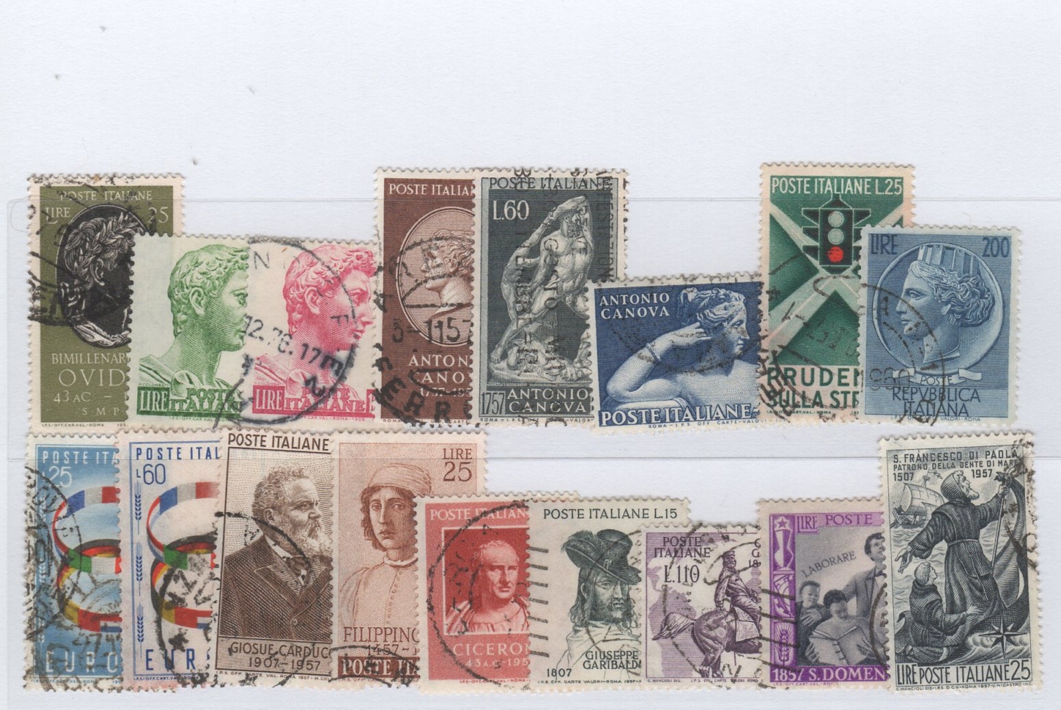 1957 escluso pa Francobolli Italia Repubblica Timbrati Anno 1957 Annata completa escluso Posta Aerea
