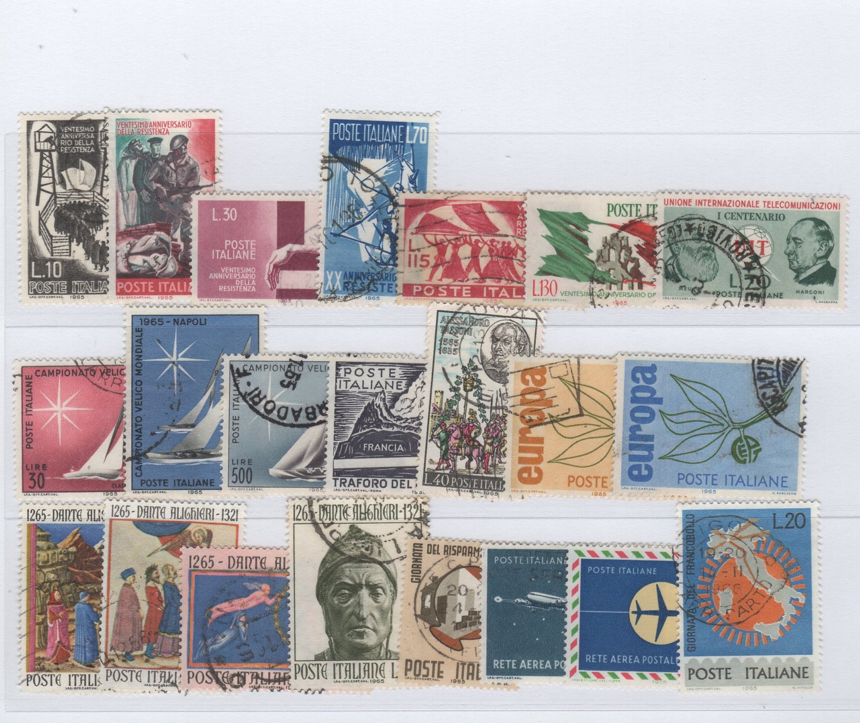1965 Francobolli Italia Repubblica Timbrati Anno 1965 Annata completa