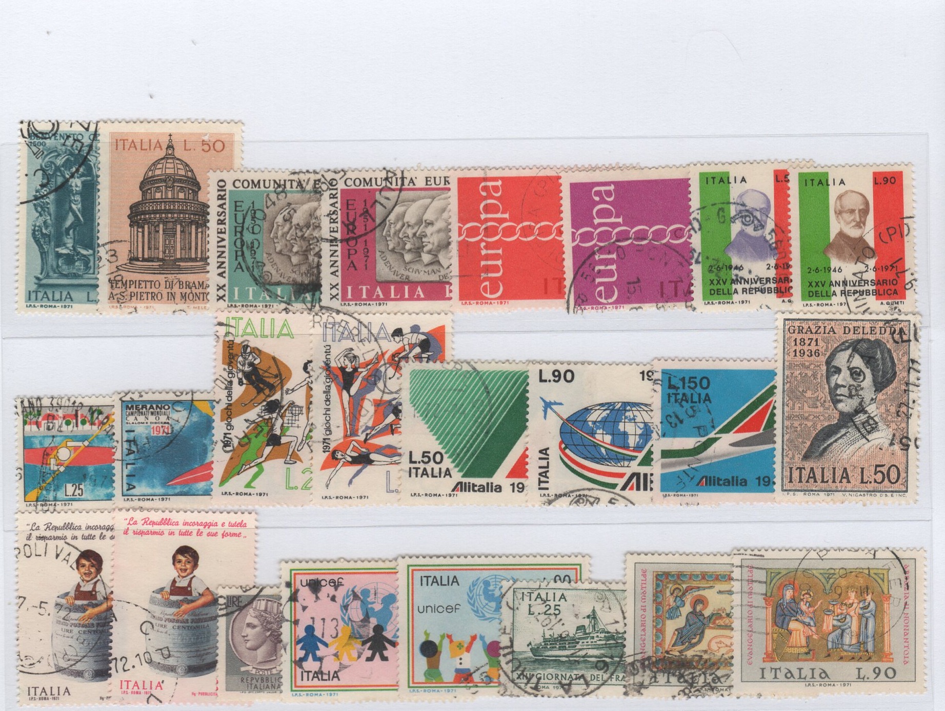 1971 escluso pa Francobolli Italia Repubblica Timbrati Anno 1971 Annata completa escluso Posta Aerea