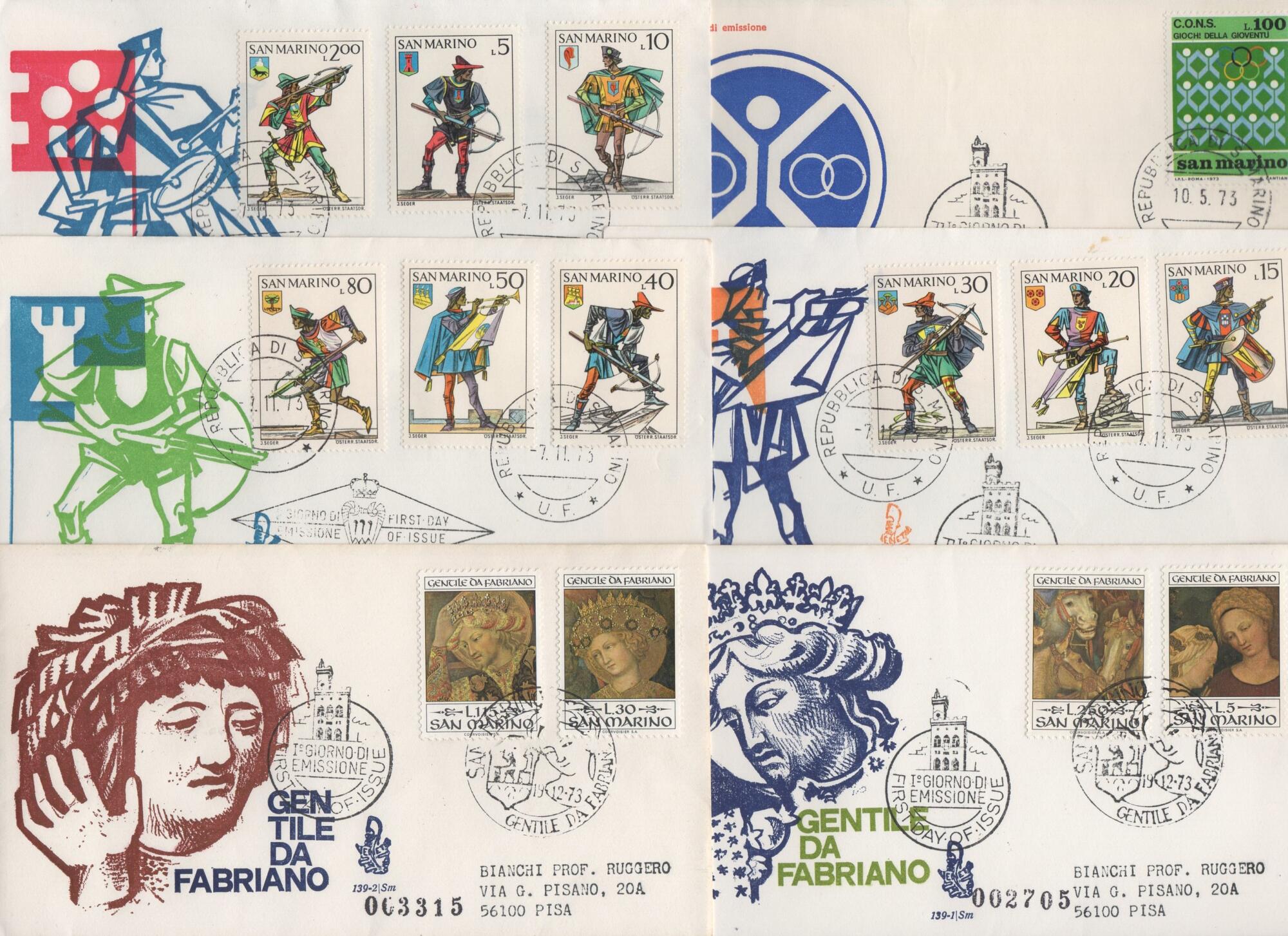 1973 a Lotto Buste Primo Giorno San Marino Anno 1973