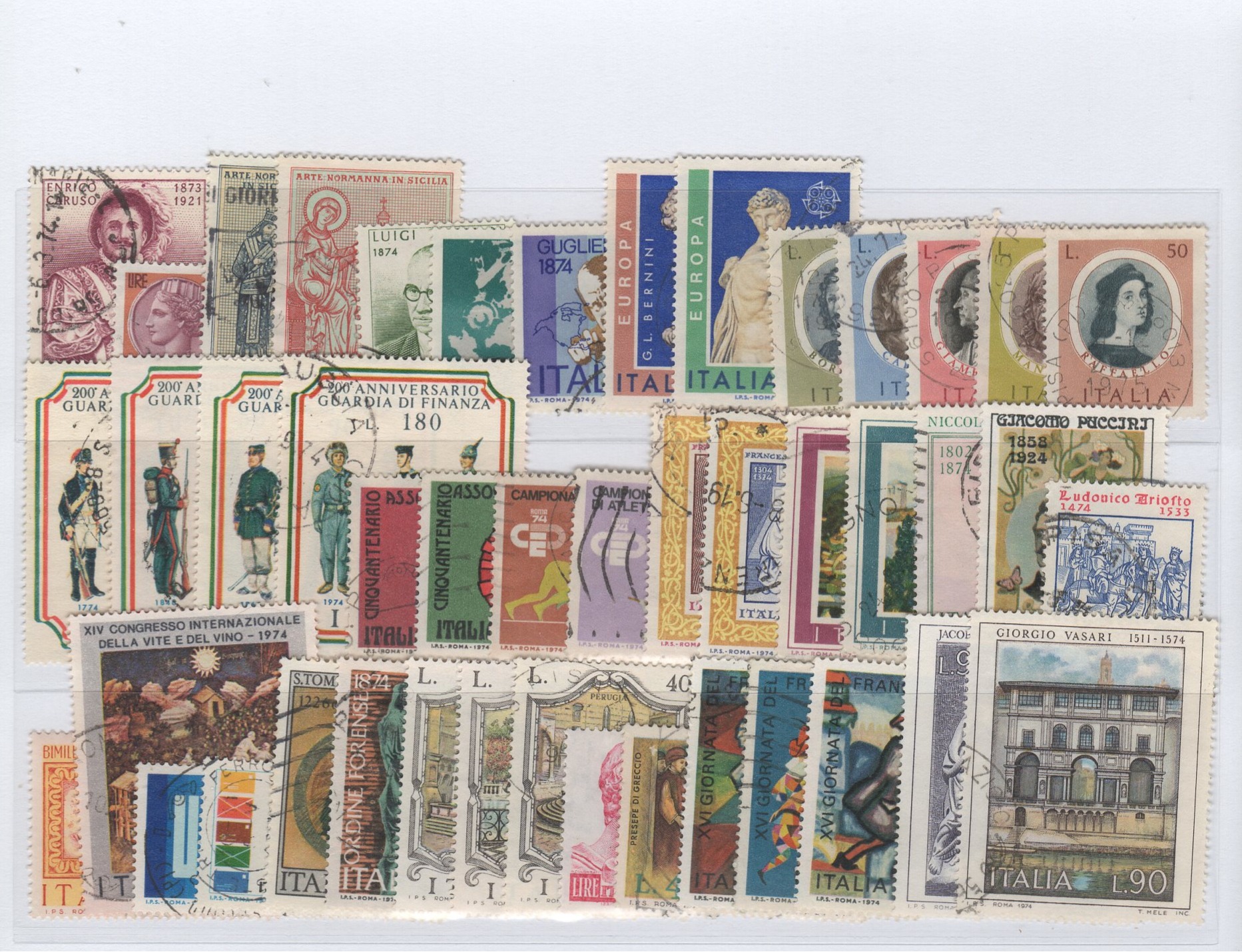 1974 Francobolli Italia Repubblica Timbrati Anno 1974 Annata completa